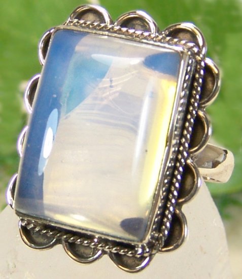 Opalite Ring in .925 Sterling Silver Setting, Sz 7.5 NEW