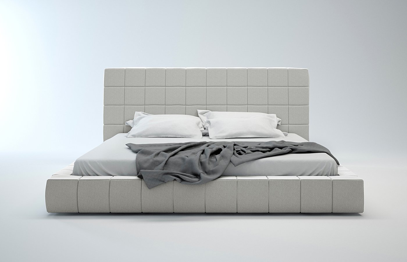 Donna Grey Fabric Modern Queen Platform Bed
