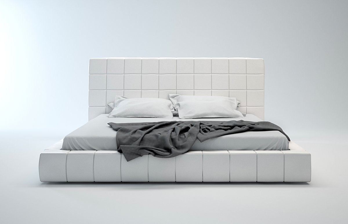 Donna White Leatherrete Modern King Platform Bed