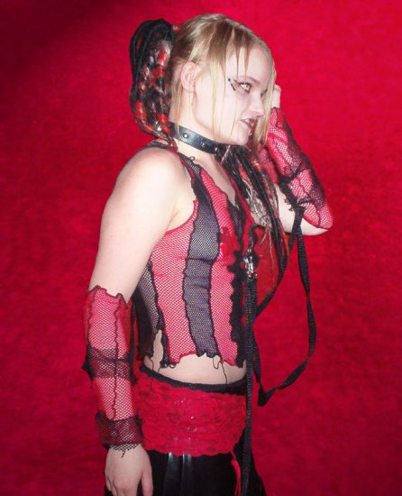 Industrial Angel --- Deconstructed Fishnet Top w/detachable demi sleeves TT9-3120