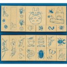 20 Stamps Set - bug - Wooden Tray - made in Japan - Totoro & Chu & Sho Totoro & Kurosuke (new)