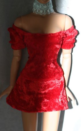 Ornate Panne Velvet Belle De Jour Dress w/Lace Choker