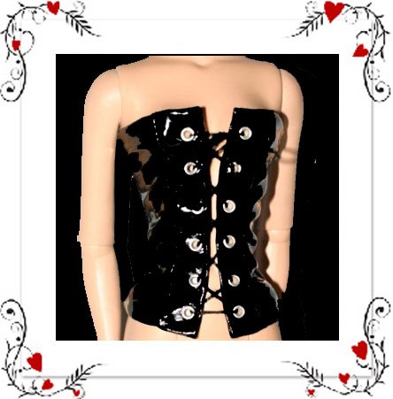 Black Vinyl Corset for 16" Robert Tonner Doll