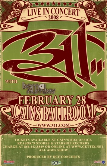 311 born a number Promotional CONCERT poster