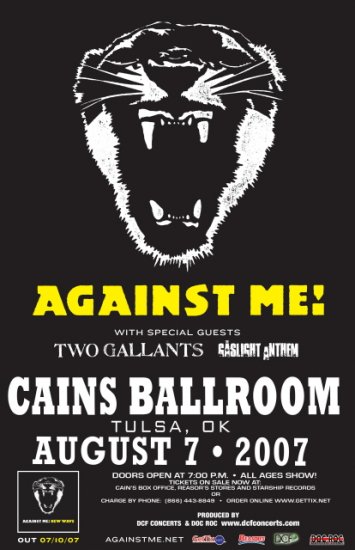 AGAINST ME two gallants Promotional CONCERT POSTER