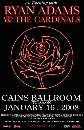 RYAN ADAMS & CARDINALS rare promotional CONCERT poster collectible