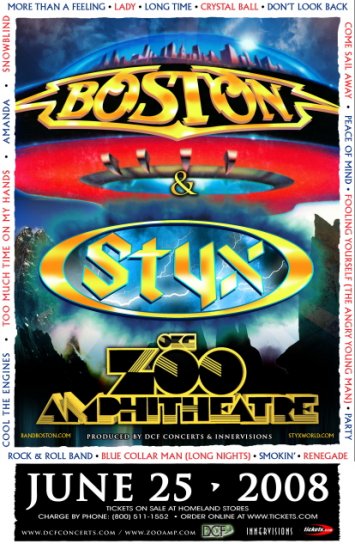 BOSTON & STYX rare promotional CONCERT poster