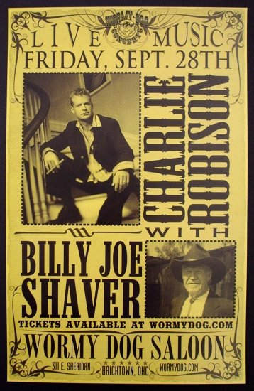 CHARLIE ROBISON rare CONCERT poster BILLY JOE SHAVER