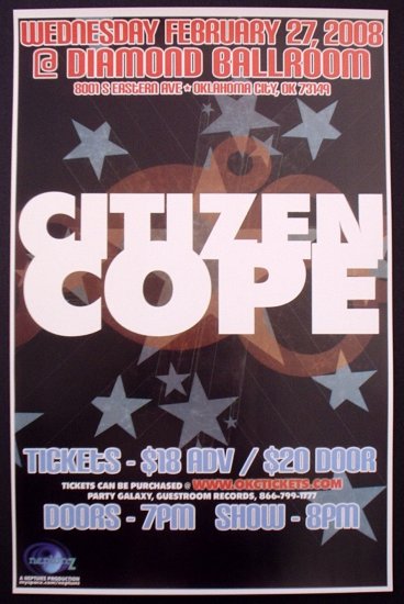 CITIZEN COPE rare promotional CONCERT poster