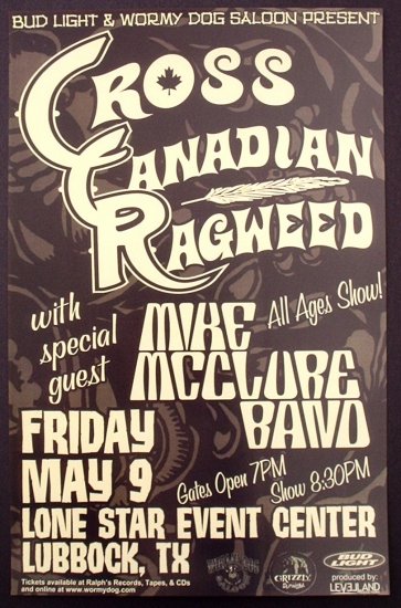 CROSS CANADIAN RAGWEED rare promotional CONCERT poster collectible