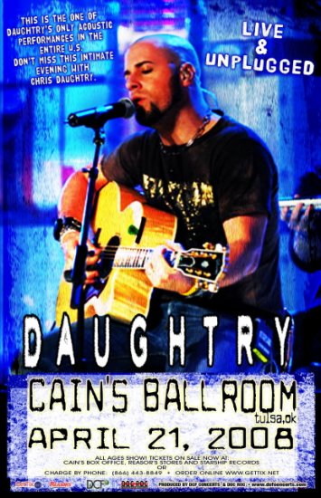 DAUGHTRY rare Promotional CONCERT poster collectible