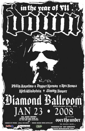 DOWN pepper keenan Promotional CONCERT poster collectible