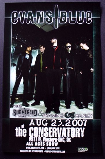 EVANS BLUE submersed promotional CONCERT POSTER hanley collectible