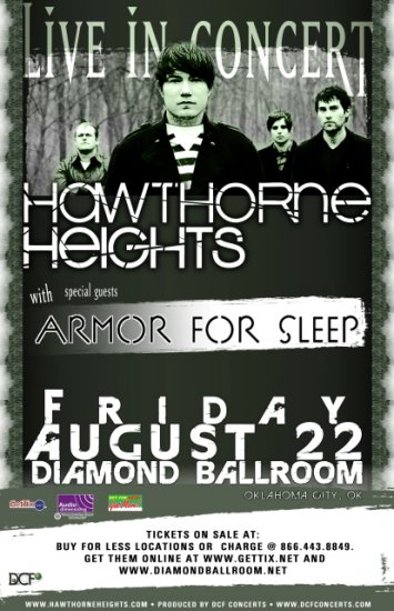 HAWTHORNE HEIGHTS concert poster ARMOR FOR SLEEP