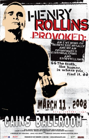 HENRY ROLLINS provoked Promotional show concert poster