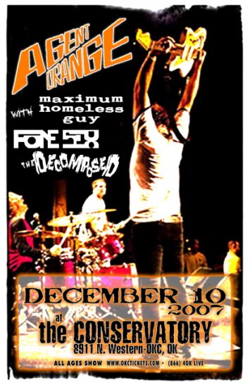 AGENT ORANGE maximum homeless guy CONCERT POSTER