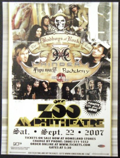 HINDER papa roach CONCERT POSTER buckcherry promotional collectible