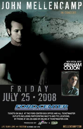 JOHN MELLENCAMP graham colton CONCERT poster promotional collectible
