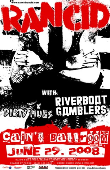 RANCID riverboat gamblers Dirty Mugs CONCERT POSTER collectible