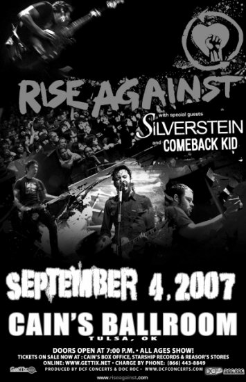 RISE AGAINST silverstein COMEBACK KID concert poster Collectible