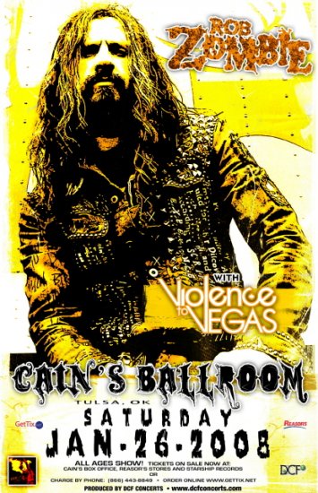 ROB ZOMBIE vilence to vegas CONCERT POSTER collectible