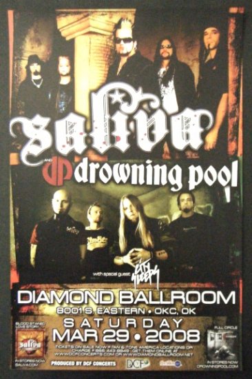 SALIVA rare promotional CONCERT POSTER drowning pool collectible