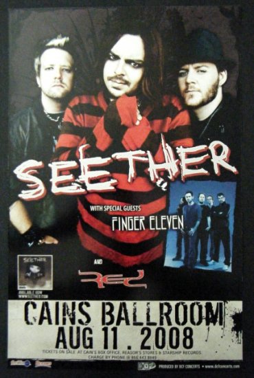 SEETHER rare promotional CONCERT POSTER finger eleven collectible