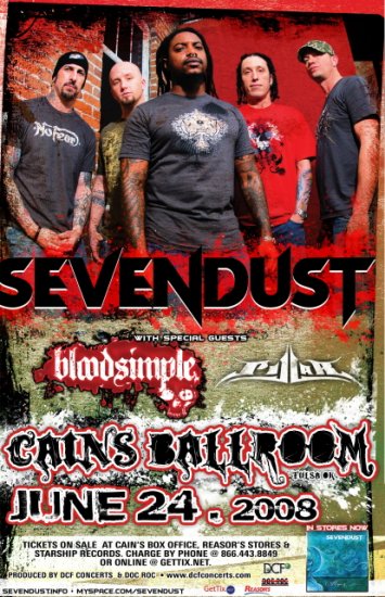 SEVENDUST bloodsimple CONCERT POSTER collectible