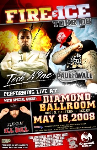 TECH N9NE rare PAUL WALL promotional CONCERT POSTER collectible