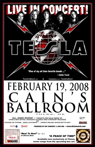 TESLA rare promotional CONCERT poster collectible