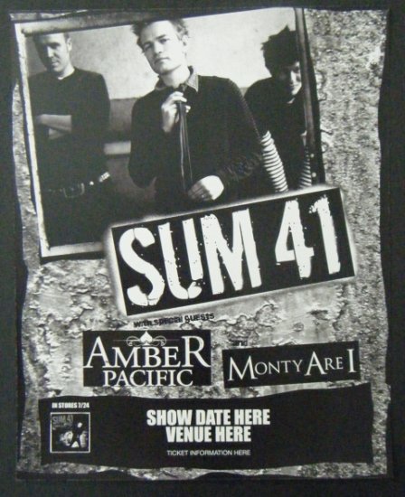 SUM 41 rare promotional CONCERT POSTER amber pacific collectible
