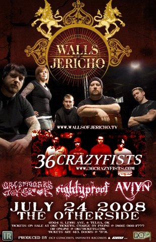 WALLS OF JERICHO 36 crazyfists CONCERT POSTER aviyn collectible