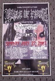 CRADLE OF FILTH Concert Poster KILLSWITCH ENGAGED Collectible