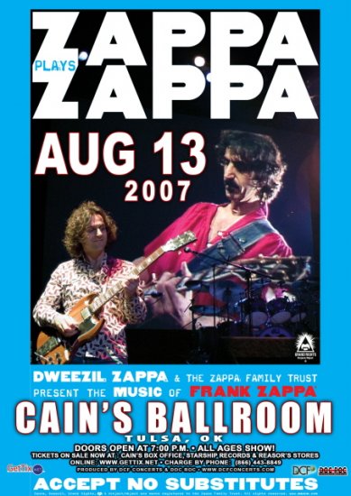 DWEEZIL ZAPPA plays ZAPPA promotional CONCERT POSTER collectible