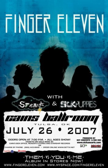 FINGER ELEVEN rare CONCERT POSTER sickpuppies collectible