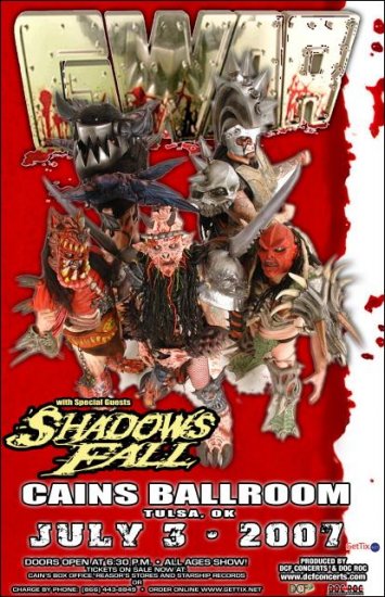 GWAR rare promotional CONCERT poster SHADOWS FALL collectible
