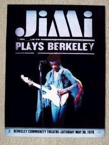 Jimi Hendrix plays berkeley promotional poster collectible