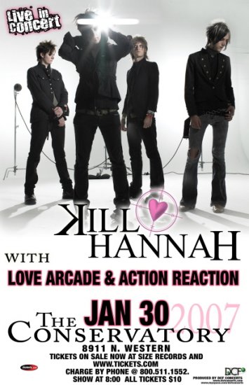 KILL HANNAH love arcade CONCERT POSTER action reaction collectible