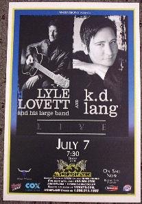LYLE LOVETT & k.d. LANG promotional Concert tour poster collectible