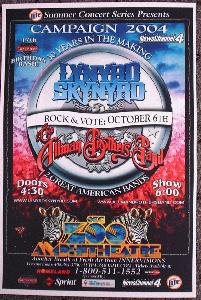 LYNYRD SKYNYRD rare ALLMAN BROTHERS BAND concert poster collectible