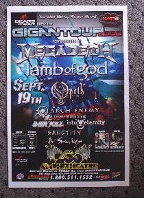 MEGADETH lamb of god Opeth Concert poster promotional collectible