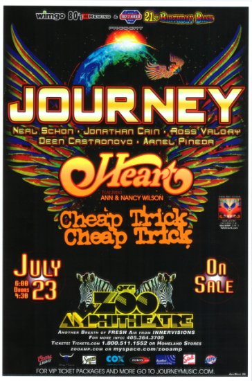 JOURNEY with HEART and CHEAP TRICK rare promotional CONCERT poster collectible
