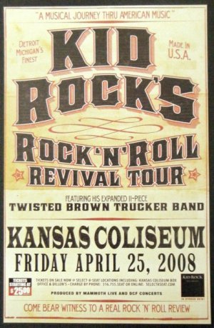 KID ROCK promotional CONCERT POSTER twisted brown truck collectible