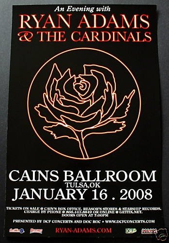 RYAN ADAMS & CARDINALS rare promotional CONCERT poster