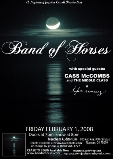 Band of Horses with Cass McCombs & The Middle Class & Tyler Ramsey Concert Poster