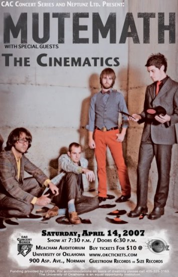 Mute Math with The Cinematics 11" x 17" Concert Poster
