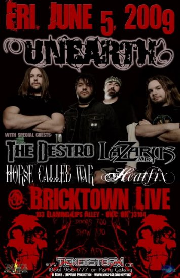 Unearth with The Destro & Lazarus A.D. & HeatFix 11" x 17" Concert Poster