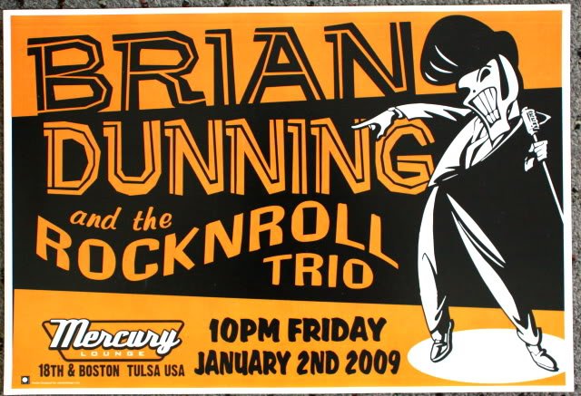 Brian Dunning & the Rock N Roll Trio promotional Thom Self 19" x 13" Concert Poster