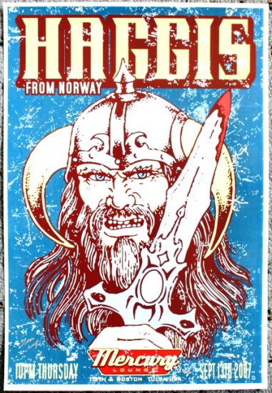 Haggis for Norway promotional Thom Self 13" x 19" Concert Poster