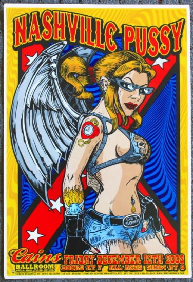 Nashville Pussy promotional Thom Self 13" x 19" Concert Poster